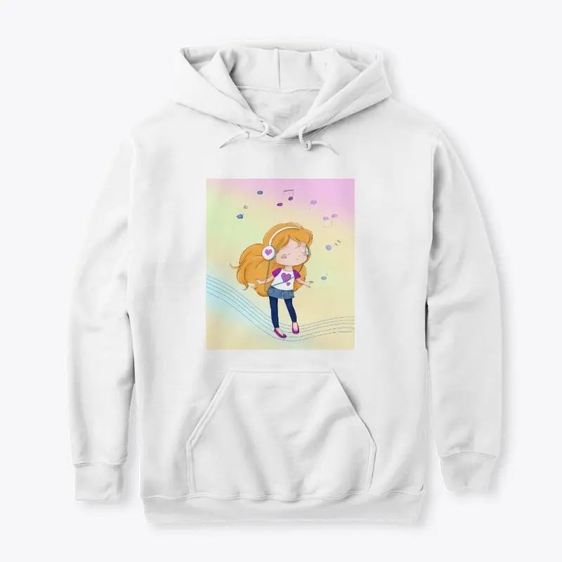 little girl listens head phones tshirts